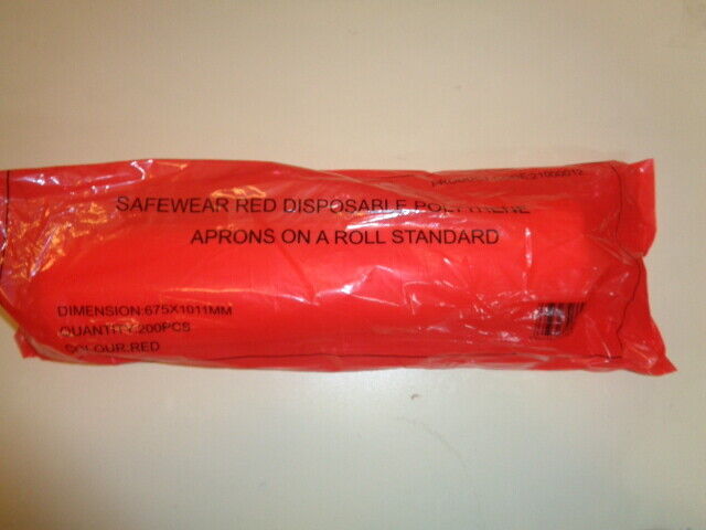 Polythene Aprons On Roll 200's Red